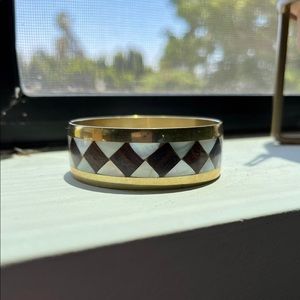 Vintage Mother of Pearl and Mahogony Inlay Bangle